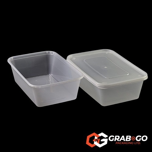 650ml Clear Rectangular Containers Complete with Lids (HD) - Grab & Go ...