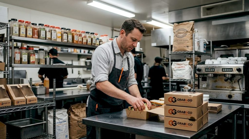 Small food business owner using custom packaging
