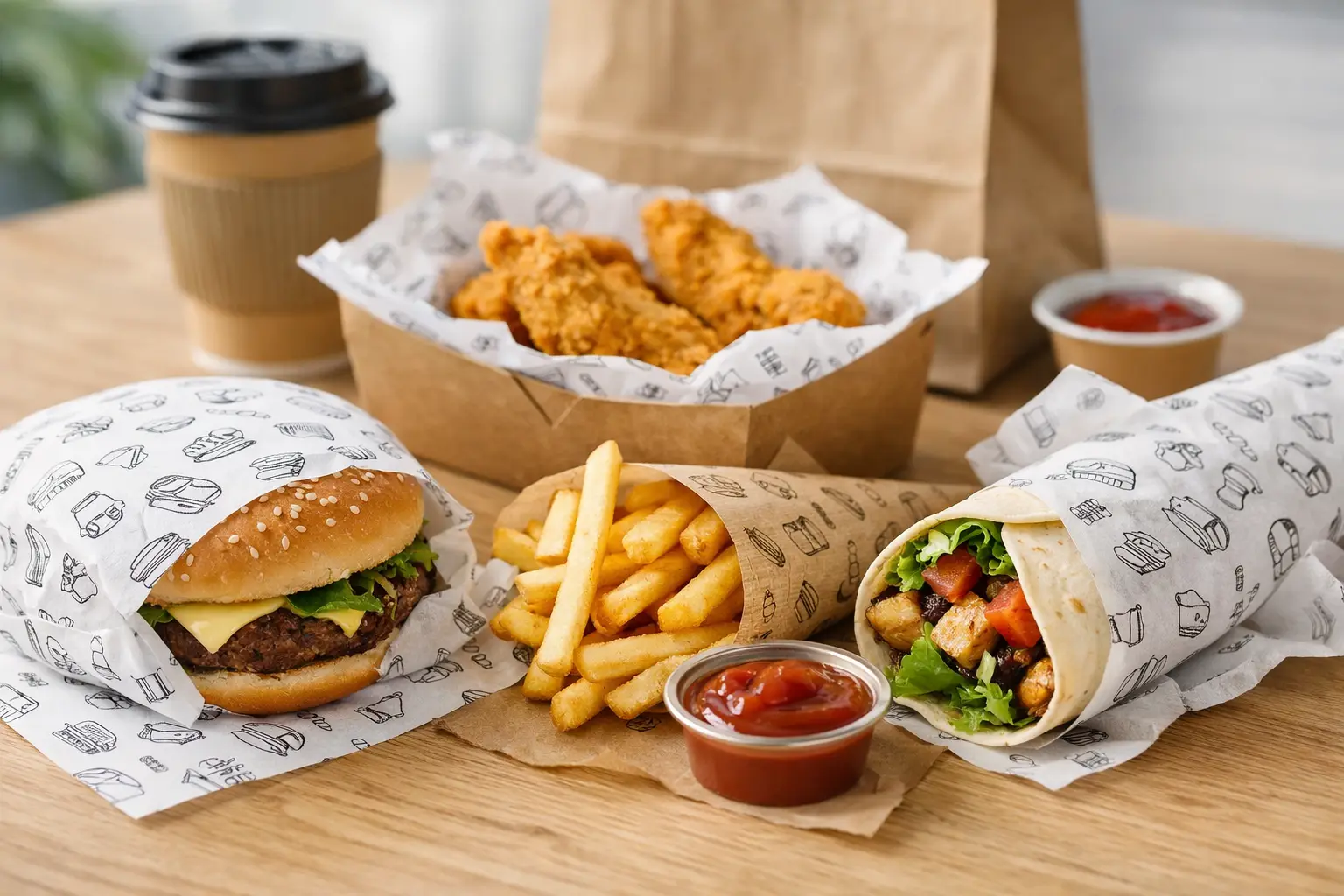 Printed Greaseproof Paper for Takeaway