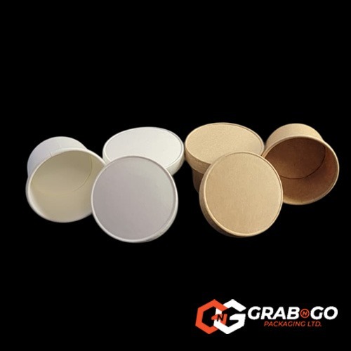 2oz White Kraft Sauce Cups & Lids - Image 3