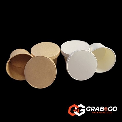 4oz White Kraft Sauce Cups & Lids - Image 2
