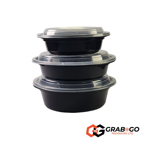1000ml Round Black Base Containers (rPET) - Image 2
