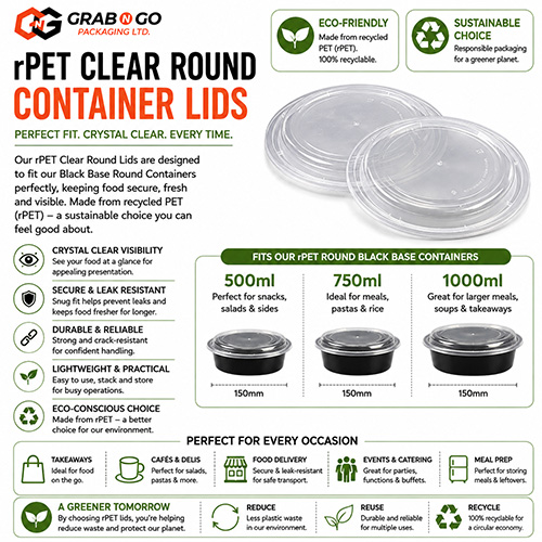 Black Base rPET Container Lids