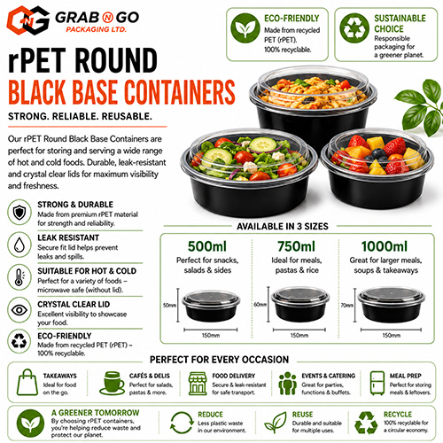 Black Base rPET Containers