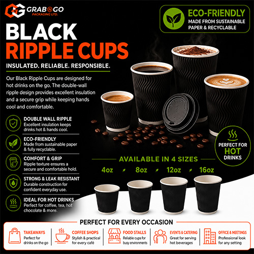 Black Ripple Coffee Cups