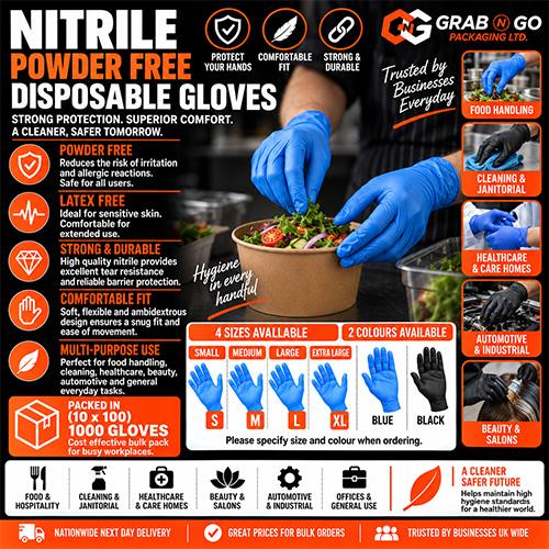 Small Blue Nitrile Powder Free Gloves