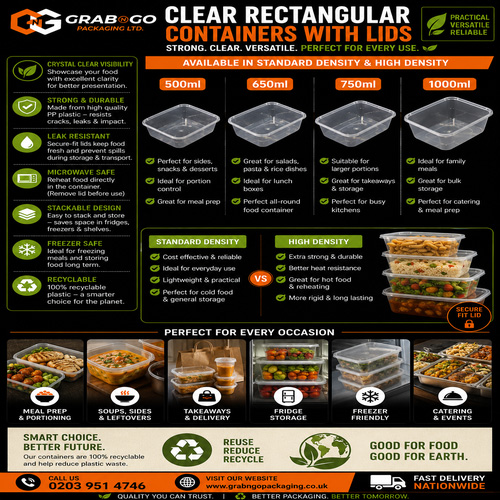 Clear Rectangular Containers with Lids