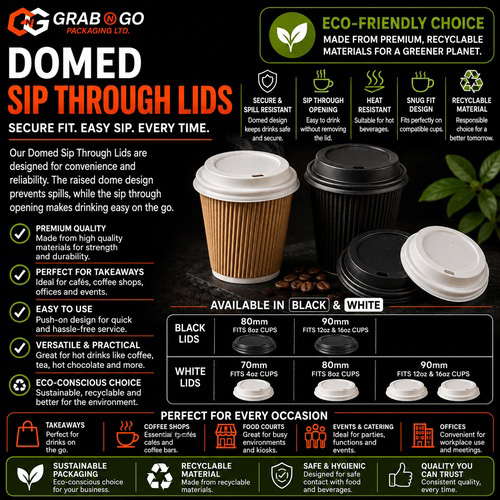 Domed Sip Through Lids for Coffee Cups