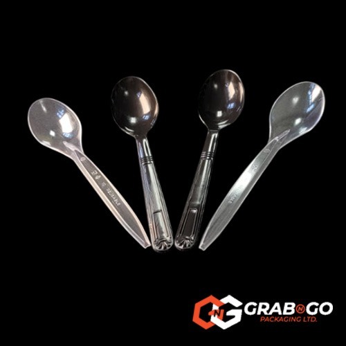 HD Black Reusable Plastic Dessertspoon - Image 2