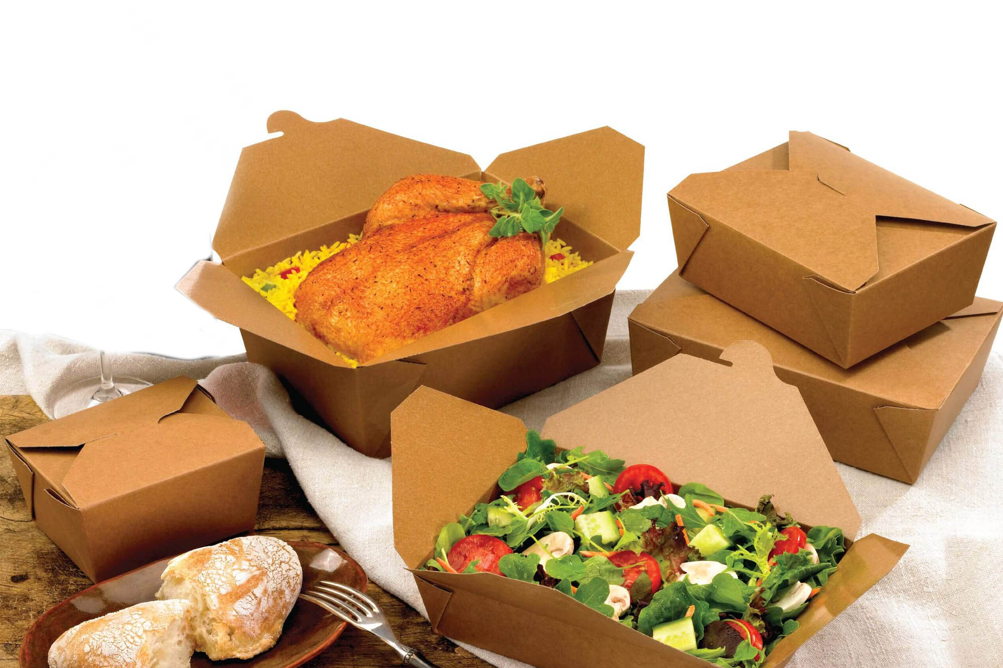 2000ml - No.3 White Kraft Food Carton - Image 5