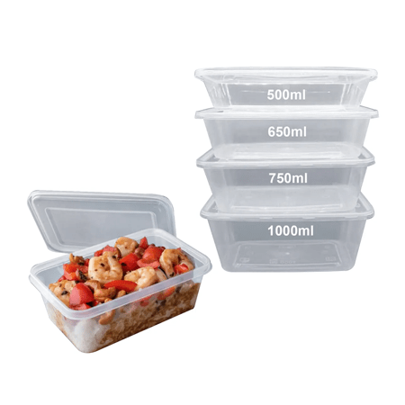 1000ml Clear Rectangular Containers Complete with Lids (HD) - Image 4
