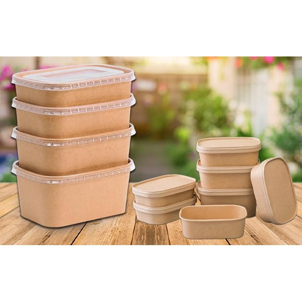 650ml Small/Medium Rectangular Kraft Deli Bowls - Image 5