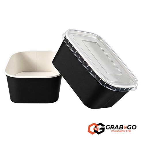 1000ml Large Black Rectangular Kraft Deli Bowls