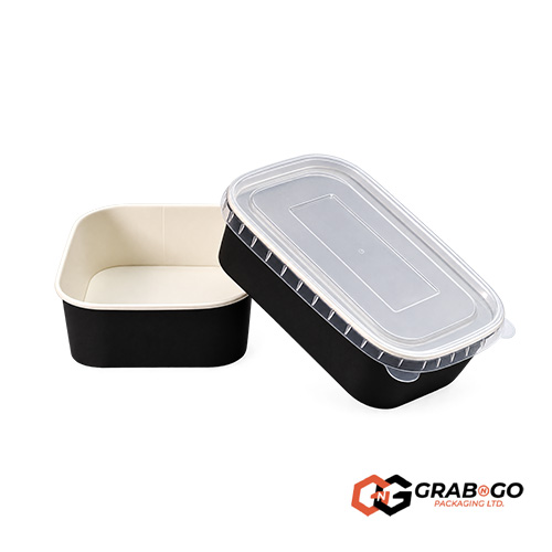 500ml Small Black Rectangular Kraft Deli Bowls