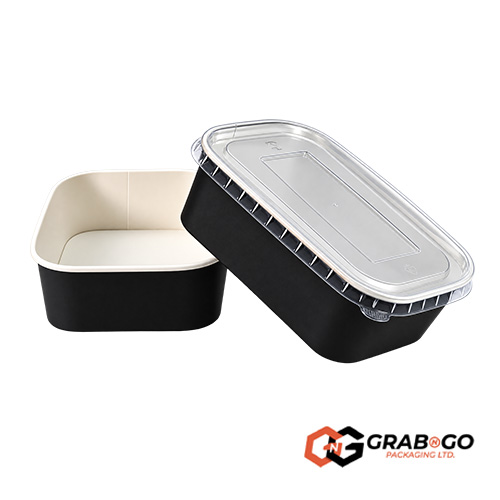 750ml Medium Black Rectangular Kraft Deli Bowls