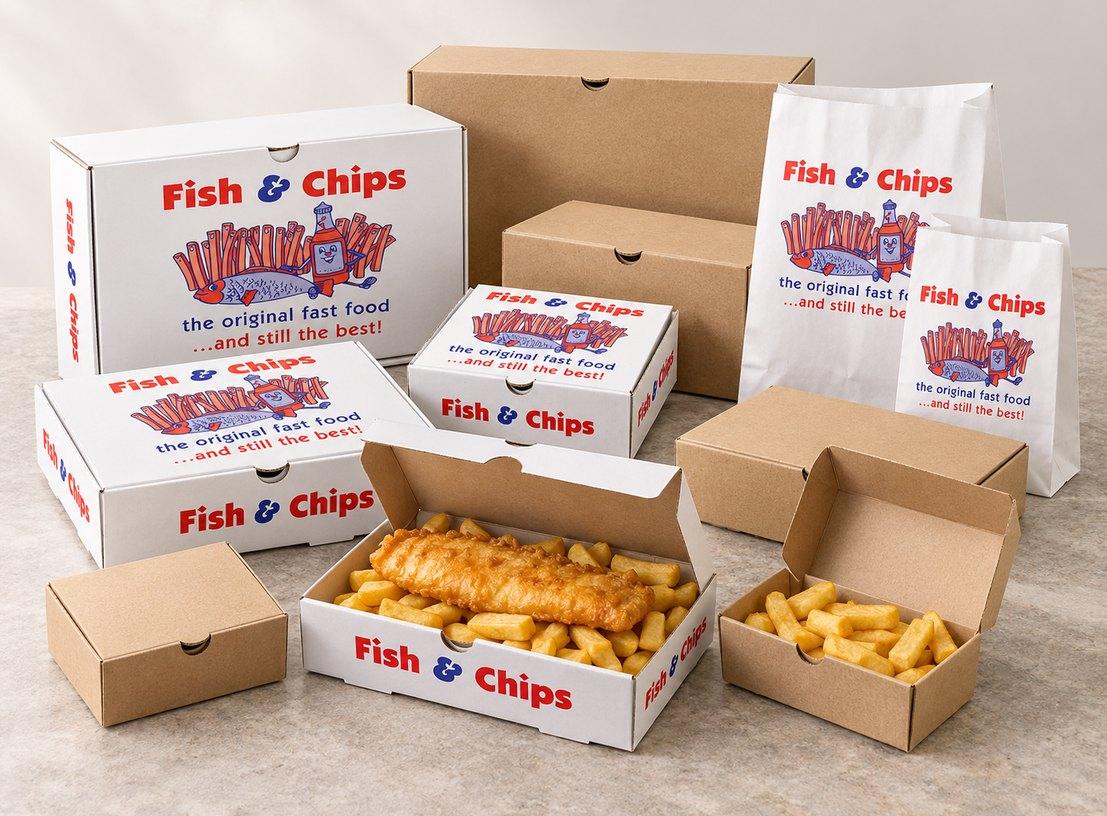 Fish and chips boxes